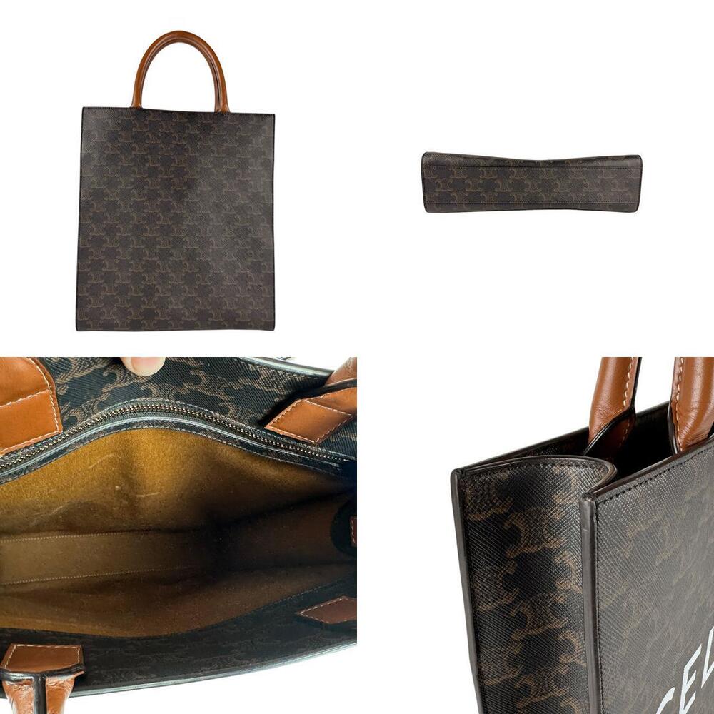 Celine Vertical Cabas Canvas Shoulder Brown Coated Bag - Picture 3 of 4